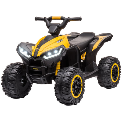 12 V electric quad for children, 2-motor electric car for kids with 2 speeds at 3–6 km/h, LED headlights and horn, suitable for 3–5 year-old children, ergonomic handle and seat, yellow