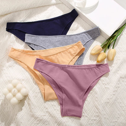 5PCS/Set Cotton Women's Panties Female Underwear Sexy Briefs Lingerie Smooth Comfortable Underpants Solid Color Pantys M-XXL