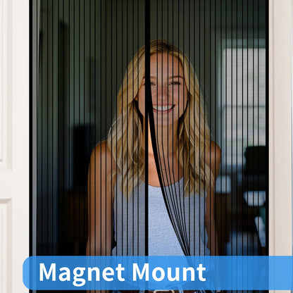 Magnetic Screen Door Hands Free Mesh Partition Heavy Duty Curtain Keeps Bugs Out Frame Hook & Loop Pet and Kid Friendly