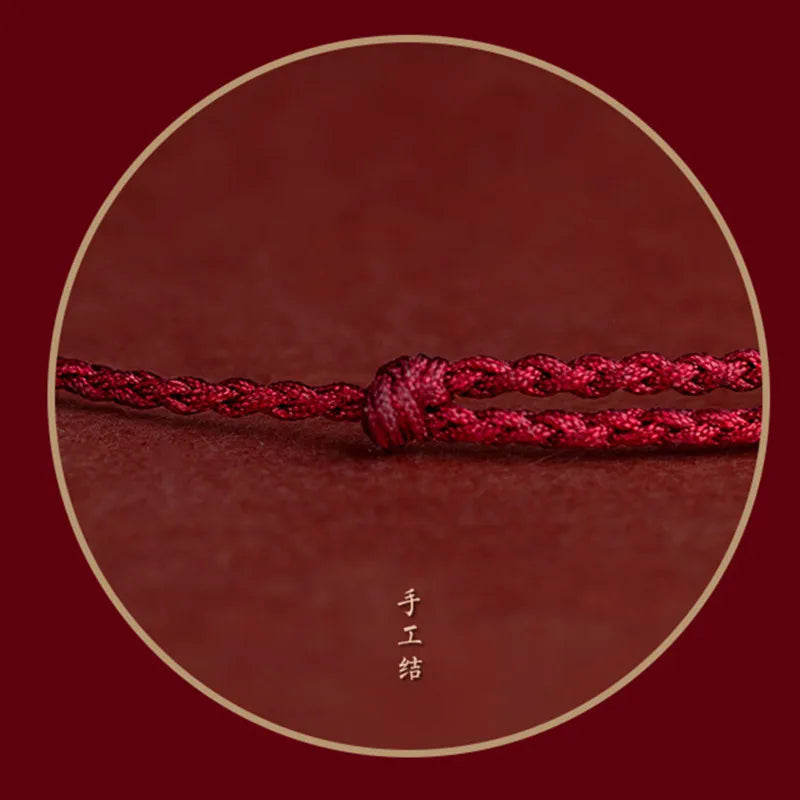 Hand Braided Red Rope Bracelet Copper Lucky Bead Hand Rope Couple Bracelet Simple Buckle Ethnic Original Female Accessory