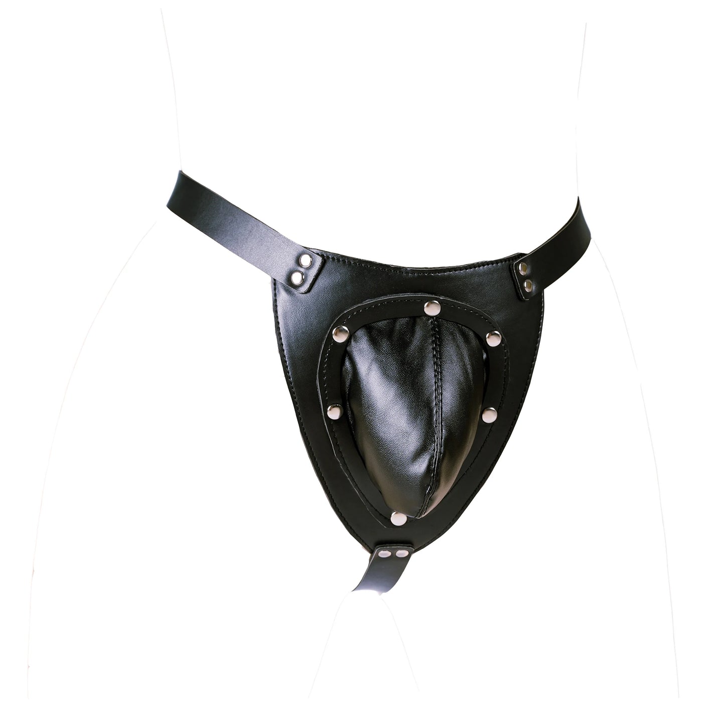 Erotic Underwear Men Leather G-strings With Open Penis Pouch,Fetish BDSM Bondage Men Gay Cock Cage Chastity Panty,Sexy Lingerie
