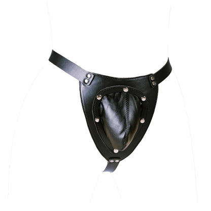 Erotic Underwear Men Leather G-strings With Open Penis Pouch,Fetish BDSM Bondage Men Gay Cock Cage Chastity Panty,Sexy Lingerie