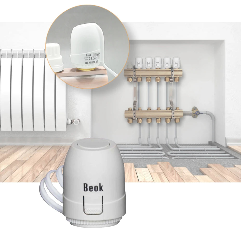 Beok Thermal Actuator 230V Normally Open and Normally Closed Actuators for Water Heating System Underfloor Heating