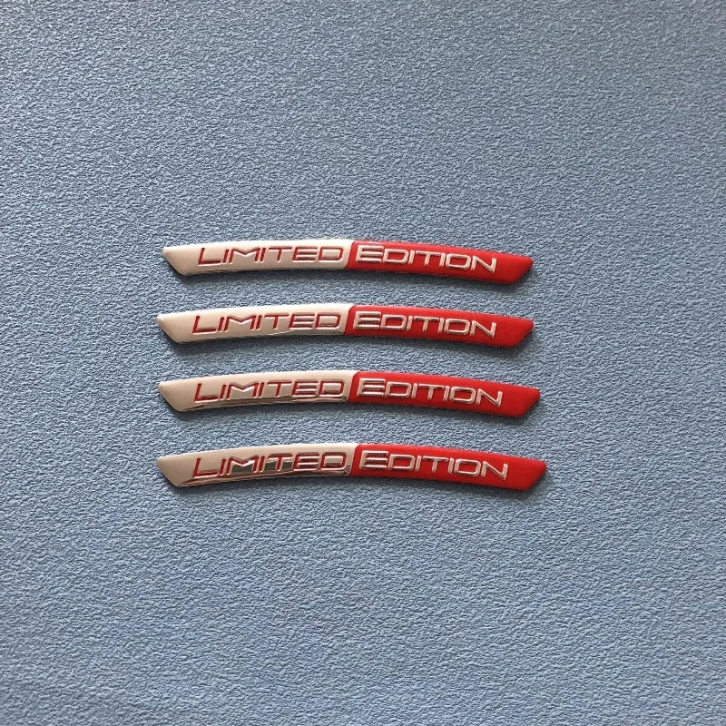 4PCS Aluminum Alloy Limited Edition Logo Car Hub Sticker Decal Tire Rim Decorative Strip Car Exterior General Accessories.