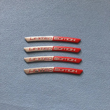 4PCS Aluminum Alloy Limited Edition Logo Car Hub Sticker Decal Tire Rim Decorative Strip Car Exterior General Accessories.