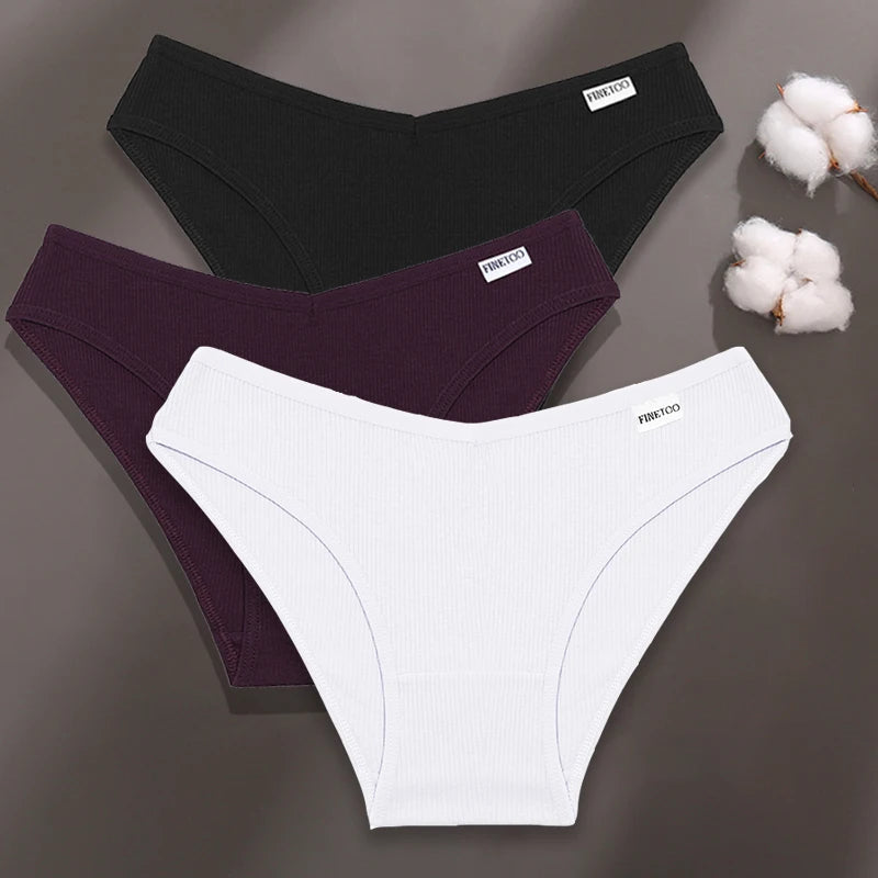 FINETOO 3PCS/Set M-XXL Women Sexy Cotton Panties Underwear Female Underpants Woman Briefs Cotton Pantys Girl Intimates Lingerie