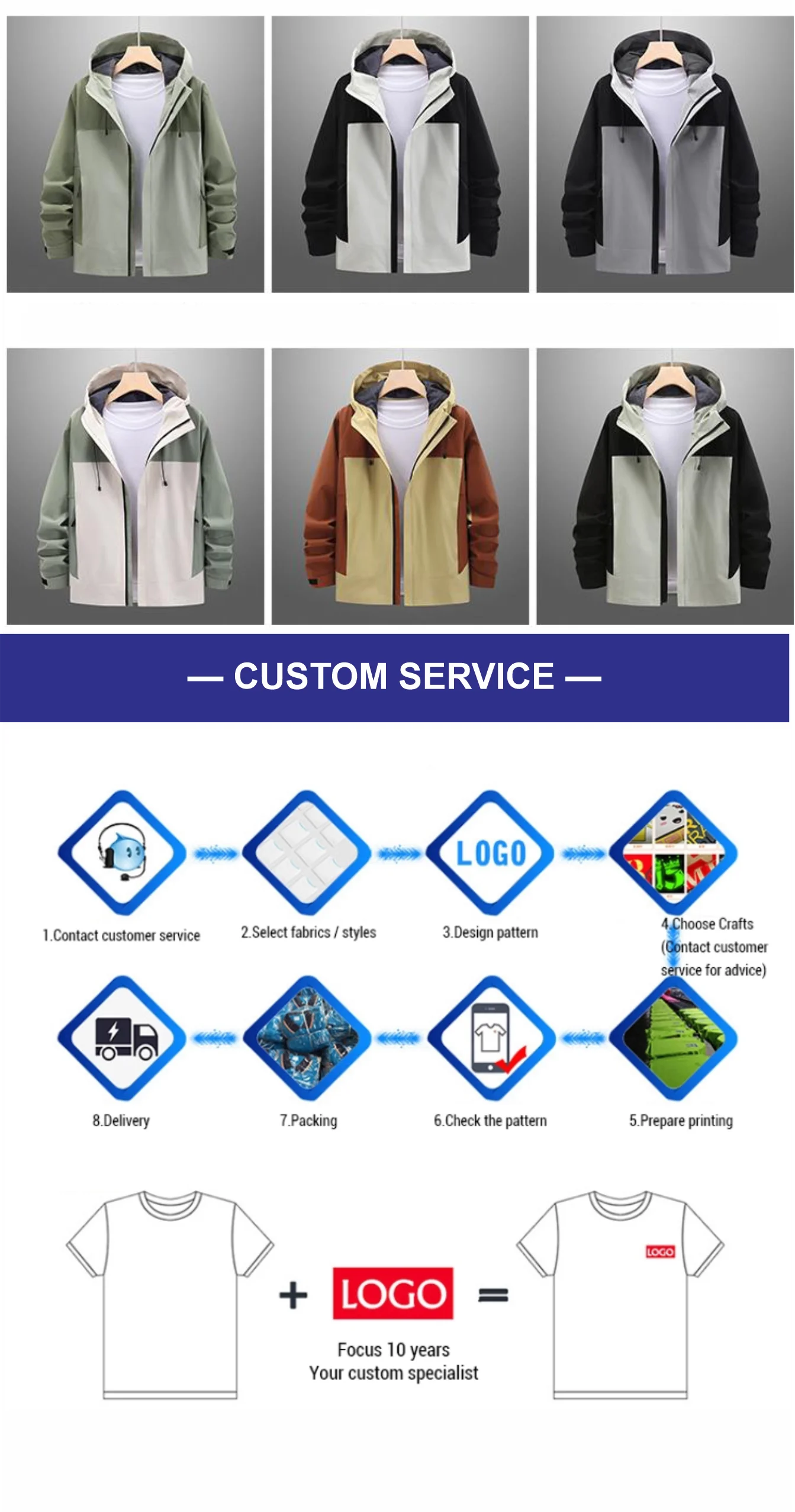 Winter Casual Windproof Hooded Down Jacket Custom Printed Embroidery Company Logo High Quality Men's Hiking Outdoor Jacket 4xl
