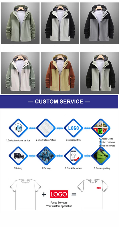 Winter Casual Windproof Hooded Down Jacket Custom Printed Embroidery Company Logo High Quality Men's Hiking Outdoor Jacket 4xl