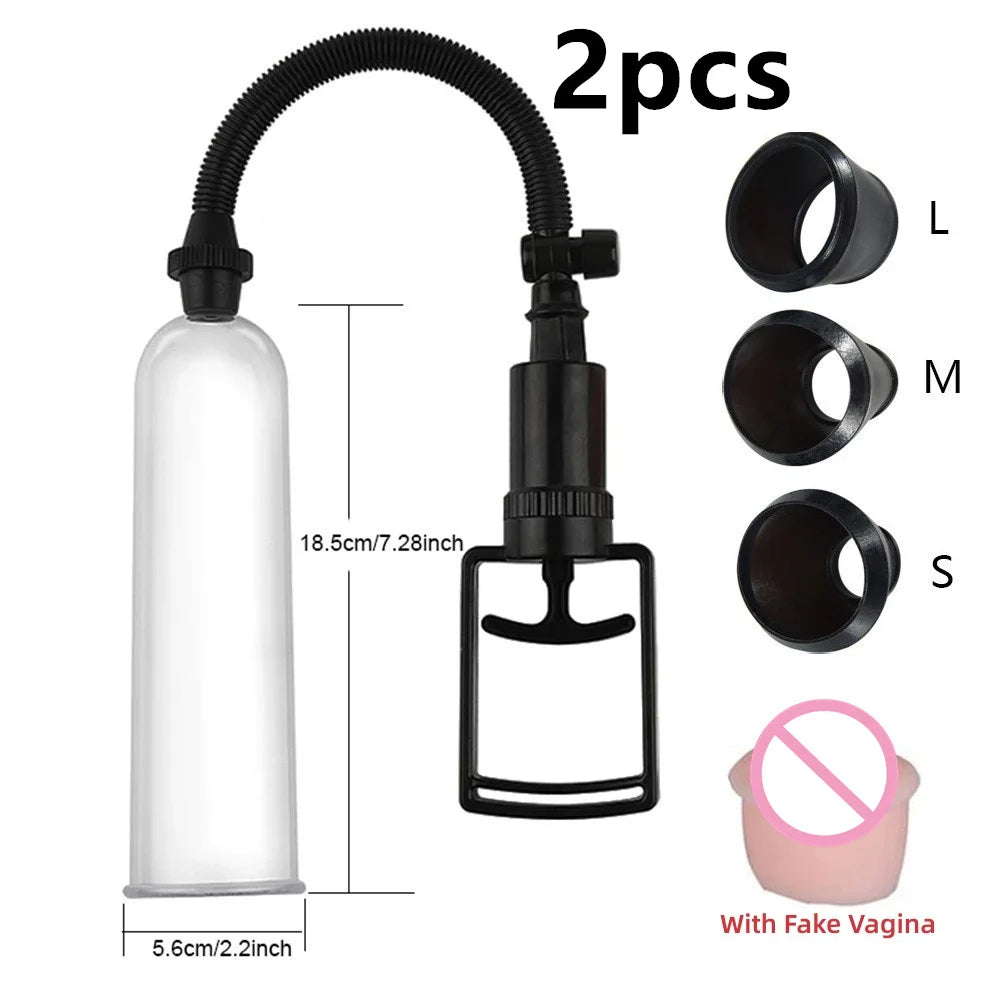Male Penis Pump Dick Stimulate Extender Masturbator For Man Vacuum Pump Manual Penis Enlarger Big Dick Lasting Trainer Sex Toy