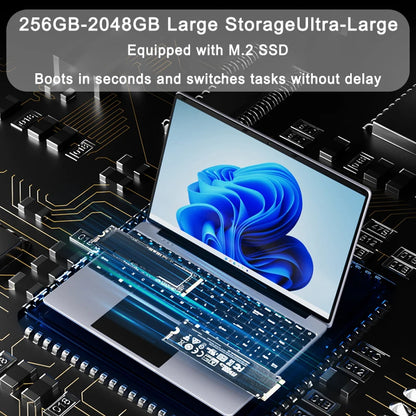 Lightweight 15.6" Laptop Intel 6500Y 32GB RAM 2TB SSD 5000mAh Windows 11 Backlit Keyboard Fingerprint for Business & Gaming