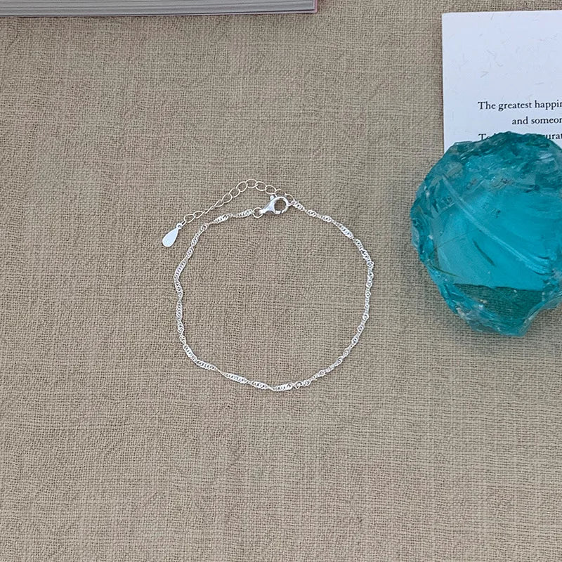 VENTFILLE 925 Sterling Silver Line Extremely Fine Bracelet for Women Love Haert Bead Korean Ins Sweet Jewelry Gift Dropshipping