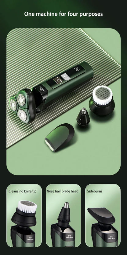 Men's Electric Shaver Intelligent Digital Display Waterproof Full Body Wash High Power Rechargeable Beard Trimmer