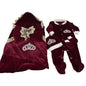 Dollbling Royal Blue Velvet Baby Romper Outfits Set Welcome Home Nursery Infant Nest Luxury Crown Receiving Blanket