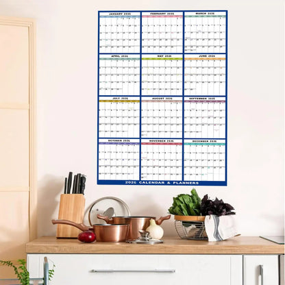 Large Dry Erase Calendar for Wall 2026 Wall Calendar 12 Month 24 X 36 Inch Yearly Schedule Organizer for Indoor Home Fridge