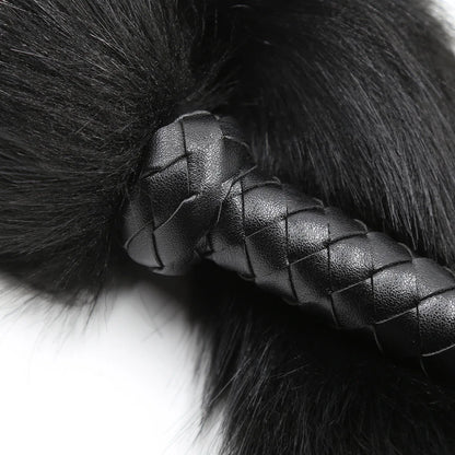 BDSM Faux Fox Tail Whip with Handle, Cosplay Tail Flogger, Bondage Paddle, Pet Play Roleplay, Fetish Costume Accessory, SM Adult