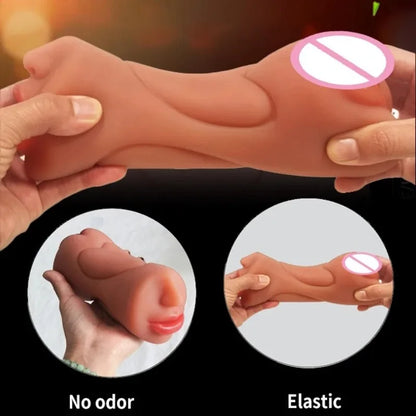 Realistic Vagina3 IN 1 Artificial Masturbator Cup Male Soft Pocket Pussy Deep Throat Oral Blowjob Silicone Massager Sex Toys