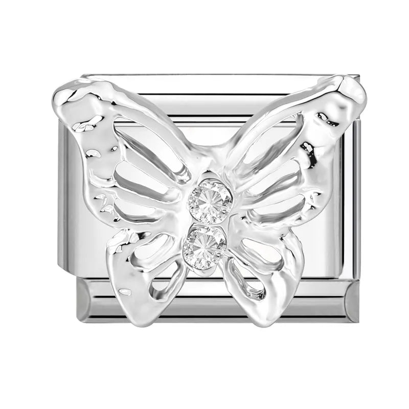 Zircon Star Heart Bow Moon Cherry Moon Italian Charm Links Fit 9mm Stainless Steel Bracelet Women Jewelry DIY Making Gifts