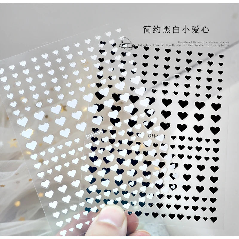 3d Nail Art Stickers Red Black White Love Hearts Stars Clouds French Full Tips Adhesive Nail Decals Slider For Manicure