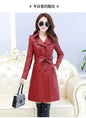 Top Compound lambskin leather jacket lady Free wash PU women clothing trench Long faux fur coat streetwear casaca para mujer