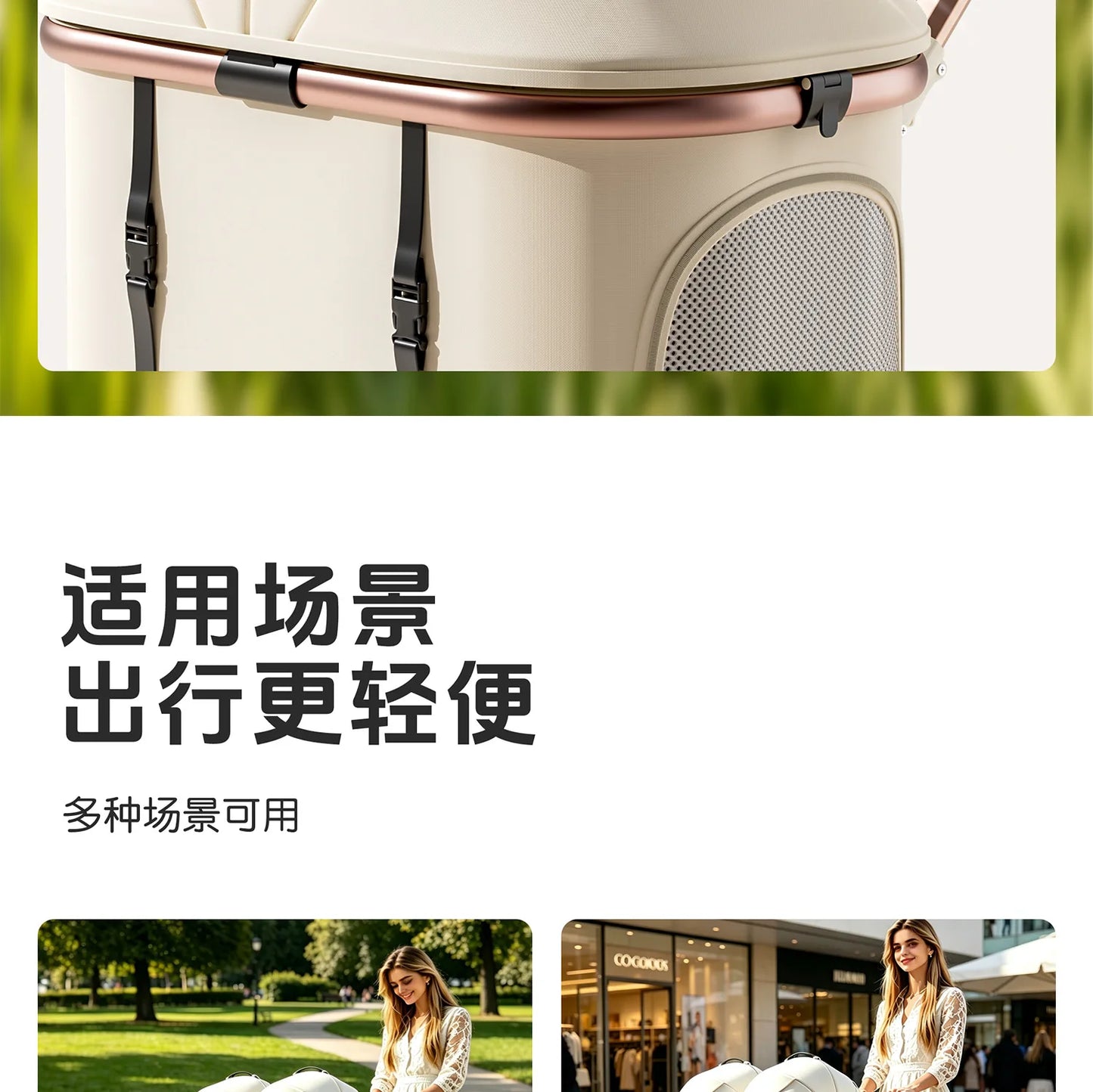 A6-2 Twin Pet Stroller Aluminum Alloy Detachable Foldable Lightweight Separate Travel Cart for Dogs Cats