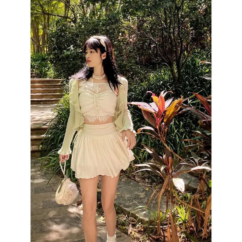 Y2k White Mini Skirt Women Drawstring Folds High Waist Irregular Ruffle Patchwork Skirts for Women Japan Style Sexy Cute Skirt