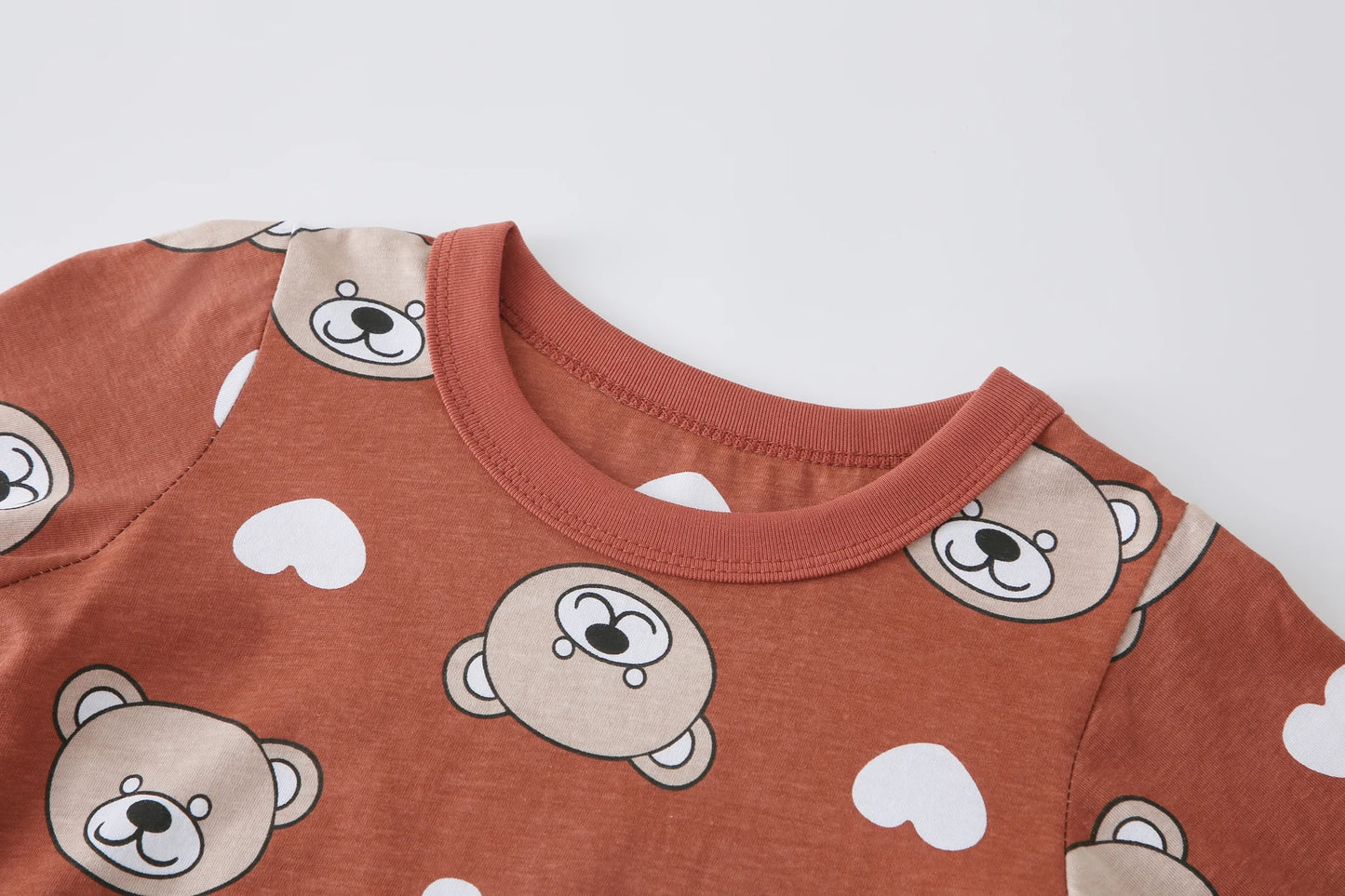 1-8 Years Kids Cotton Pajamas Set, Boys Girls Long Sleeve Home Wear, Cute Bear Print Sleepwear for Toddlers