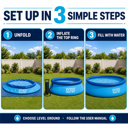 Removable Inflatable Pool Easy Set 3.05m X 76 cm or  Inches and Optional Cover - Instant Assembly 1942 or 3077 Liters Triple Layer