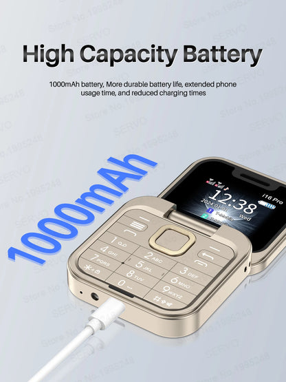 SERVO 2025 New Mini Flip Mobile Phone FM Radio Magic Voice Blacklist Speed Dial Vibration 2SIM Card Small Display Foldable Phone