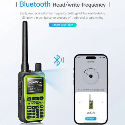 Baofeng UV-5R Mini Walkie Talkie Bluetooth Programming Wireless Copy Frequency Full Band 999CH AM FM Type-C Long Range Ham Radio