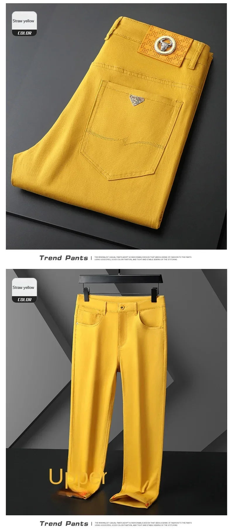 Seven-Color Stretch 97% Cotton and 3% Spandex Jeans Men Trendy Wild Simple High-End Slim-Fitting Small Straight Casual Trousers