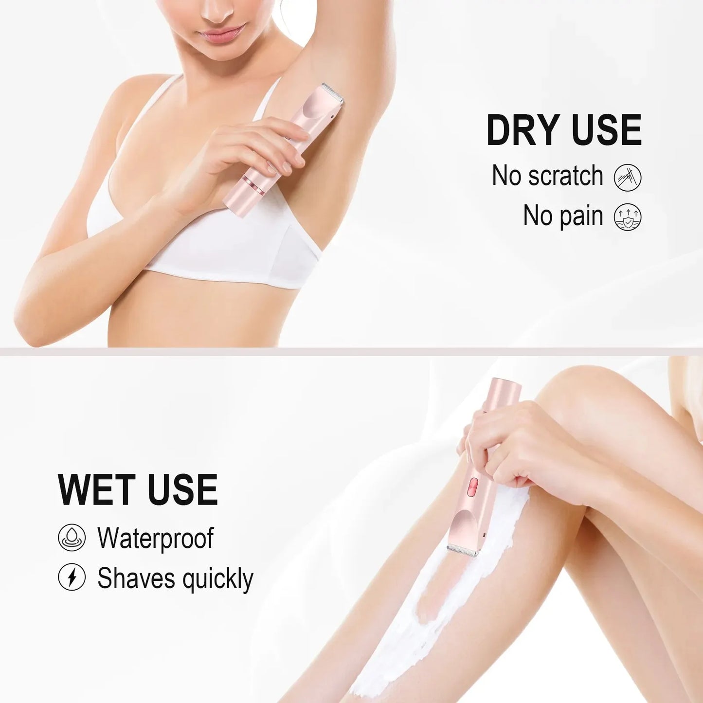 2 In 1 Women Electric Razors Bikini Trimmer Face Shavers Hair Removal for Underarms Legs Lady Body Trimmer Waterproof Painless