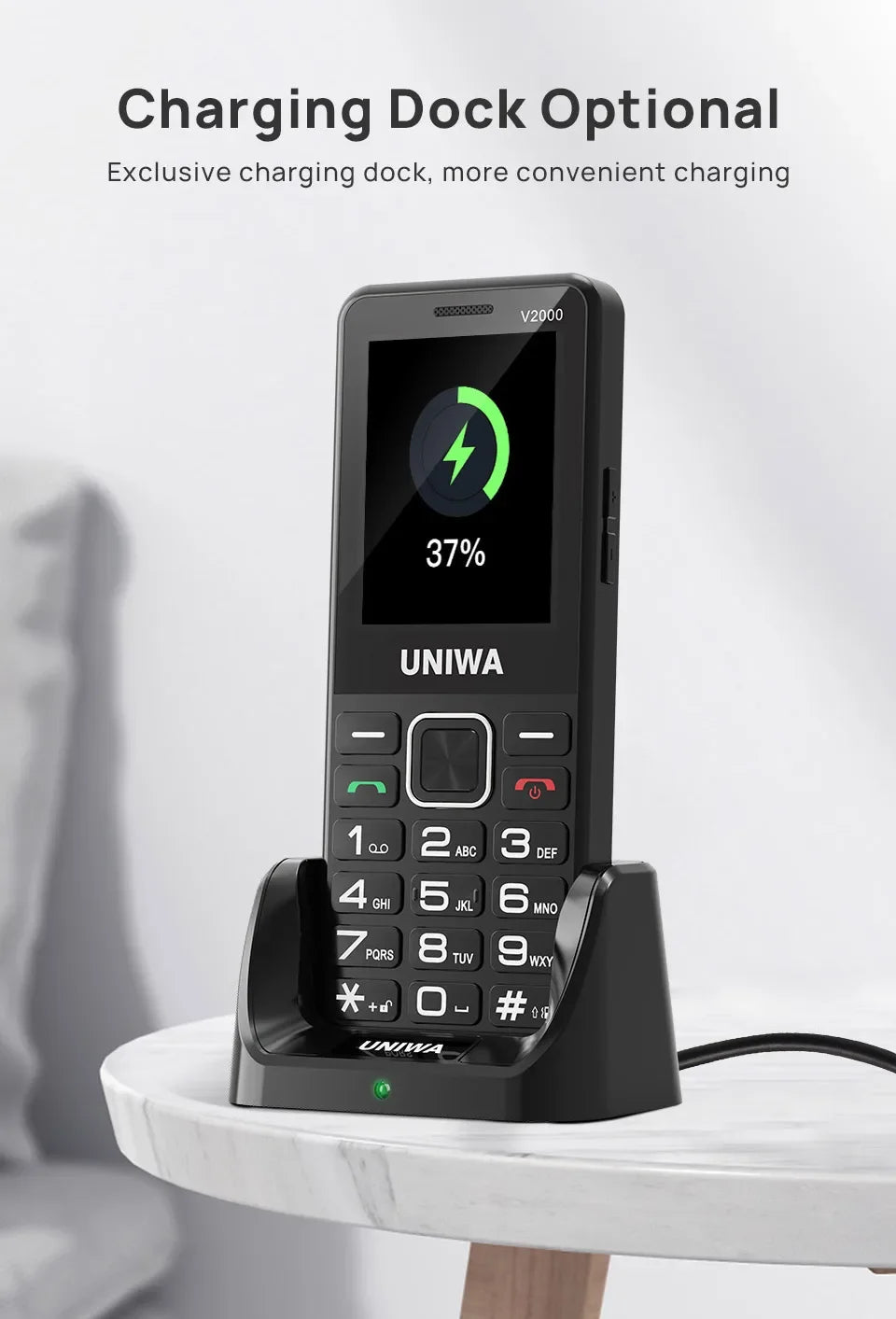 UNIWA V2000 4G VoLTE Keypad Phone 2.4 Inch Big Button Loud Volume Dual SlM 1700mAh Russia Hebrew Keyboard Feature Phones Elderly