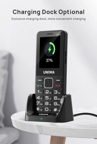 UNIWA V2000 4G VoLTE Keypad Phone 2.4 Inch Big Button Loud Volume Dual SlM 1700mAh Russia Hebrew Keyboard Feature Phones Elderly