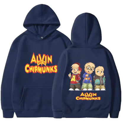 Cartoon Hoodie Alvin and The Chipmunks Green Red Navy Blue Shirt Camisa S/P Movie Promo Animation Long Sleeve Hoody Sweatshirts