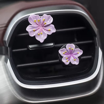 2Pcs Car Perfume Clip Flower Car Air Freshener with Fresh Color Air Outlet  Decorations Bright Peach Blossom Cherry Blossom