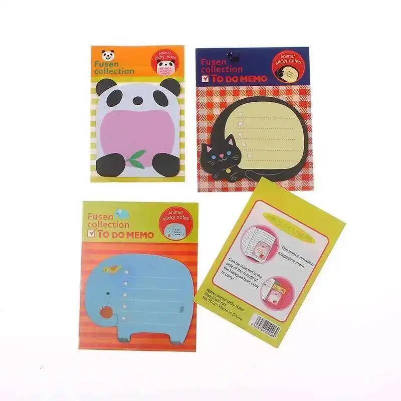 1 Pcs Sticker Cute Kawaii Animal Sticky Notes Notepad Memo Pads Office School Supply Stationery Panda Cat Hare Bookmark Post