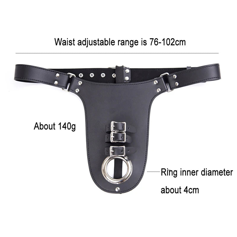Erotic Underwear Thong PU Leather Male Chastity Panties Cock Penis Sleeve Ring Harness Straps BDSM Restraint  Belt for Men
