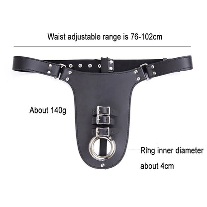 Erotic Underwear Thong PU Leather Male Chastity Panties Cock Penis Sleeve Ring Harness Straps BDSM Restraint  Belt for Men