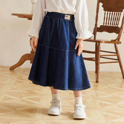Fashion Girl Skirt Jeans Denim Skirt Mid Length A Line Teenager Girls Clothes Kids Children School Outfit Casual Plus Size