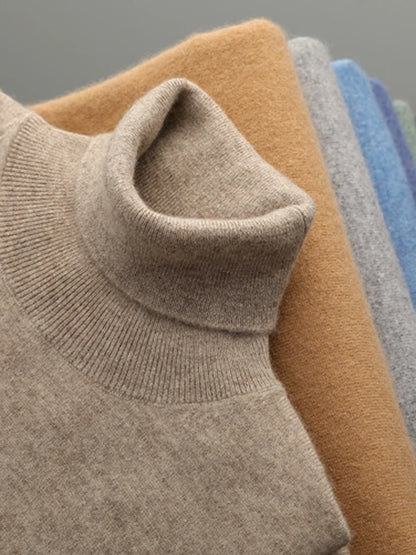 Men's Turtleneck 100% Cashmere Sweater Autumn Winter Basic Long Sleeve Pullover Cashmere Knitwear Soft Warm Comfy Clothing