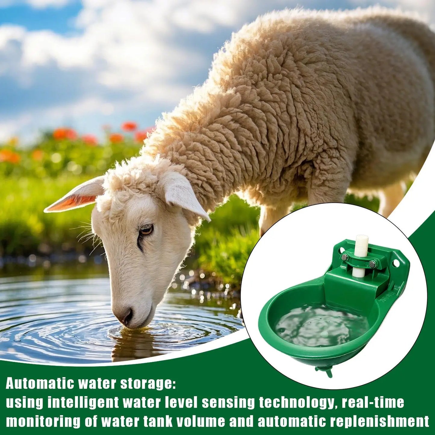 Goat Water Trough Horse Waterer Fountain Drinker Container 500ml Tank for Farm Poultry Dogs Chicken Coop Cattle Pet Sheep