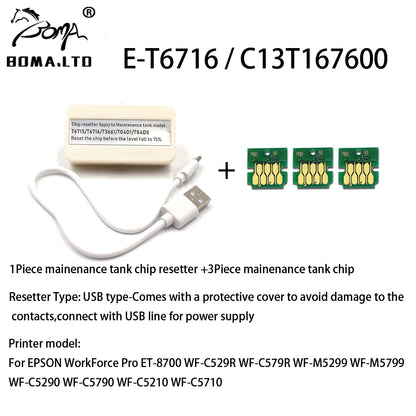 New T6716 Maintenance Tank Chip Resetter For EPSON WF-C5210 WF-C5790 WF-C5710 WF-M5299 WF-M5799 WF-5298 ET-8700 Waste Ink Tank