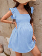Dress for Pregnant Women 2025 Checkered Square Neck Women's Casual A-line Maternity Dress Short-sleeved Pregnancy Clothes