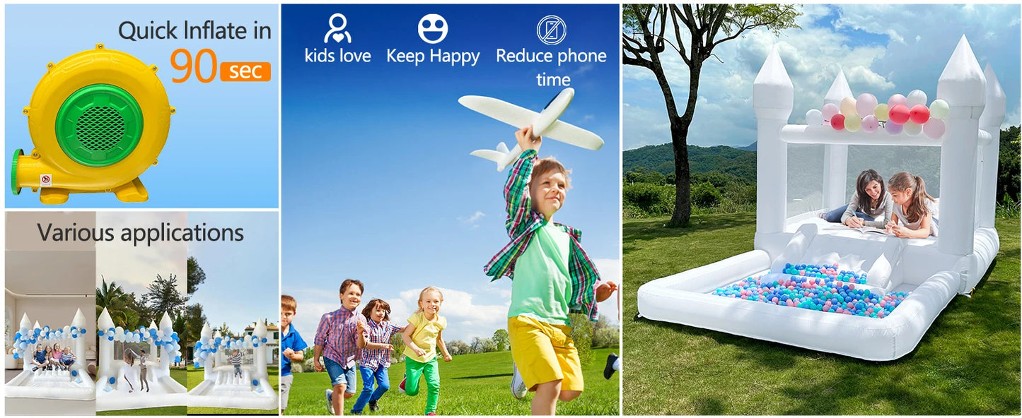 Oxford Jumping Bouncy Castle Bouncer for Wedding Party with Carrying Bag Repair kit Inflatable White Bounce House Professional