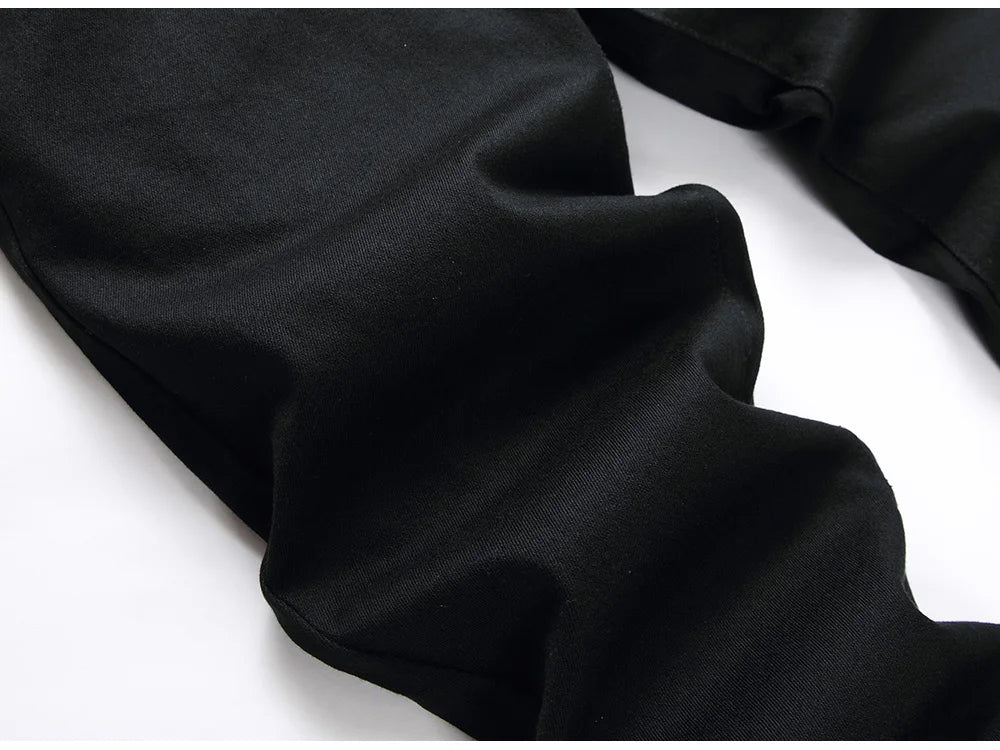 Men Classic Pure Black Jeans All Match Stretch Denim Pants Casual Plus Size Slim Straight Trousers