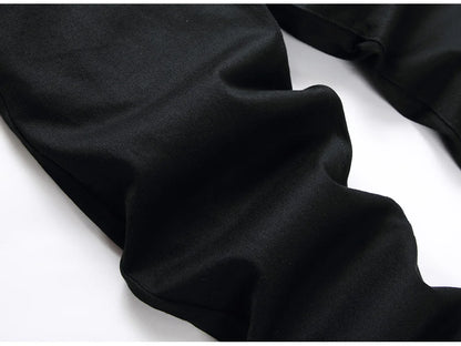 Men Classic Pure Black Jeans All Match Stretch Denim Pants Casual Plus Size Slim Straight Trousers