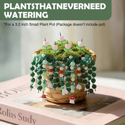 DIY Craft Succulent Plant Glass Bead Set for Handmade Jewelry Ornament Making Supplies with Leaves and Flower for Art Decoration