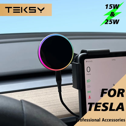 Car Phone Mount Holder 15W and 25W Qi2.2 Magnetic Wireless Charger Compatible with MagSafe for Tesla Model Y 3 JUNIPER 2026