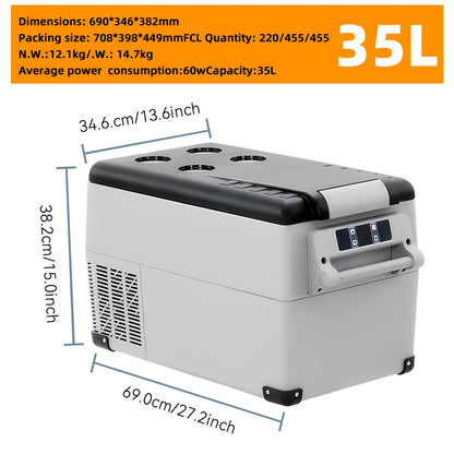 Podofo 35L 45L 55L Portable Car Compressor Refrigerator LED Display Low Noise 12V 24V DC Cooler For Outdoor Camping Travel