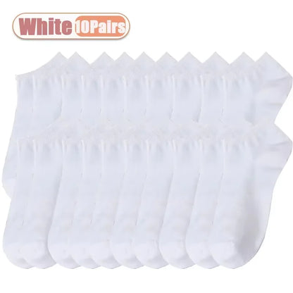 10 Pairs of Antibacterial, Odor Proof, Breathable, and Comfortable Boat Socks, Suitable for Spring, Autumn, Winter, and Summer,